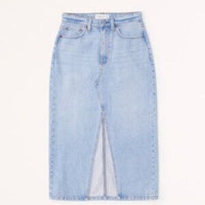 Abercrombie & Fitch High-Rise Denim Midi Skirt 26 PETITE